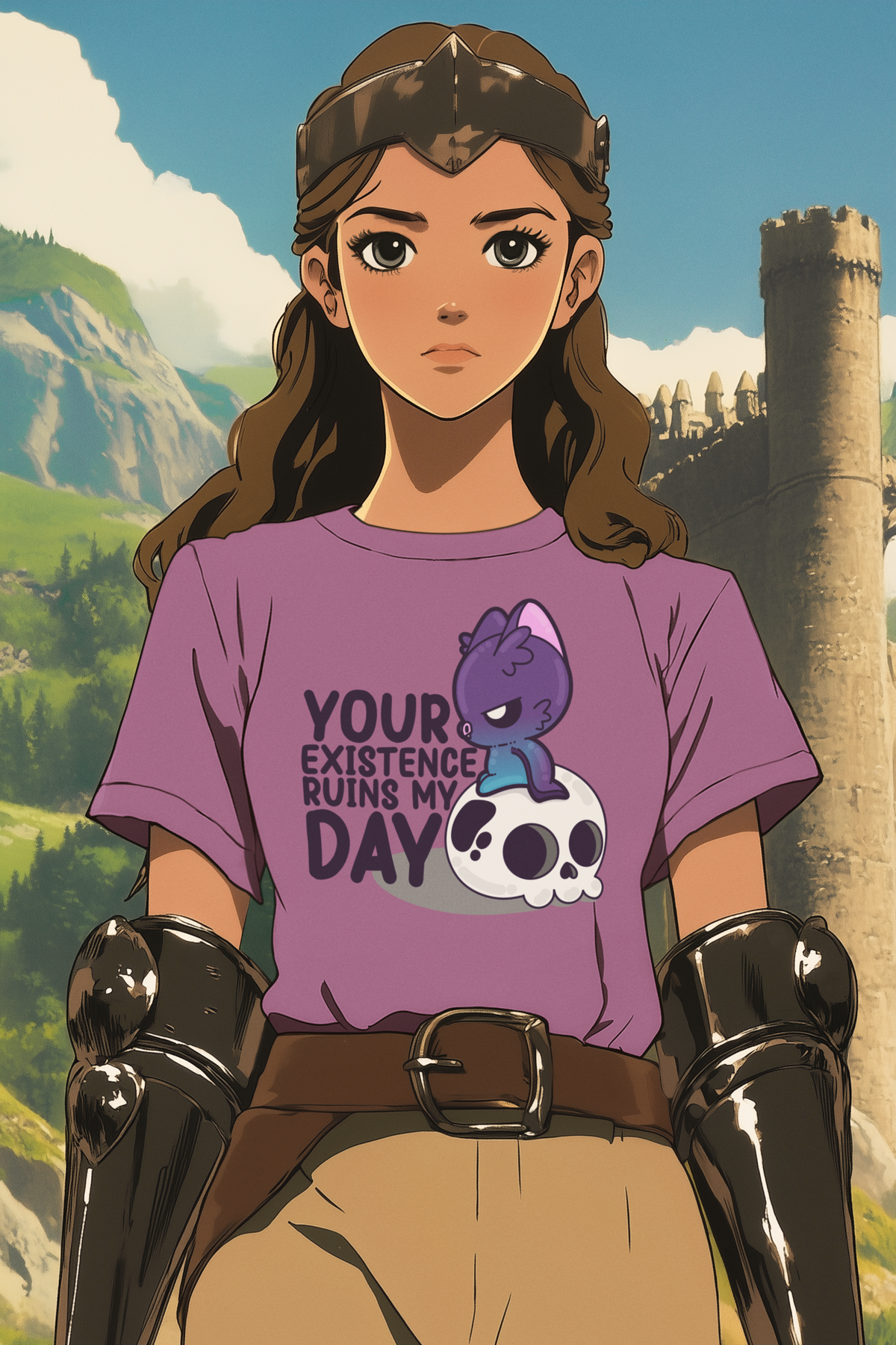 Fantasy warrior wearing a Chubble Gum shirt