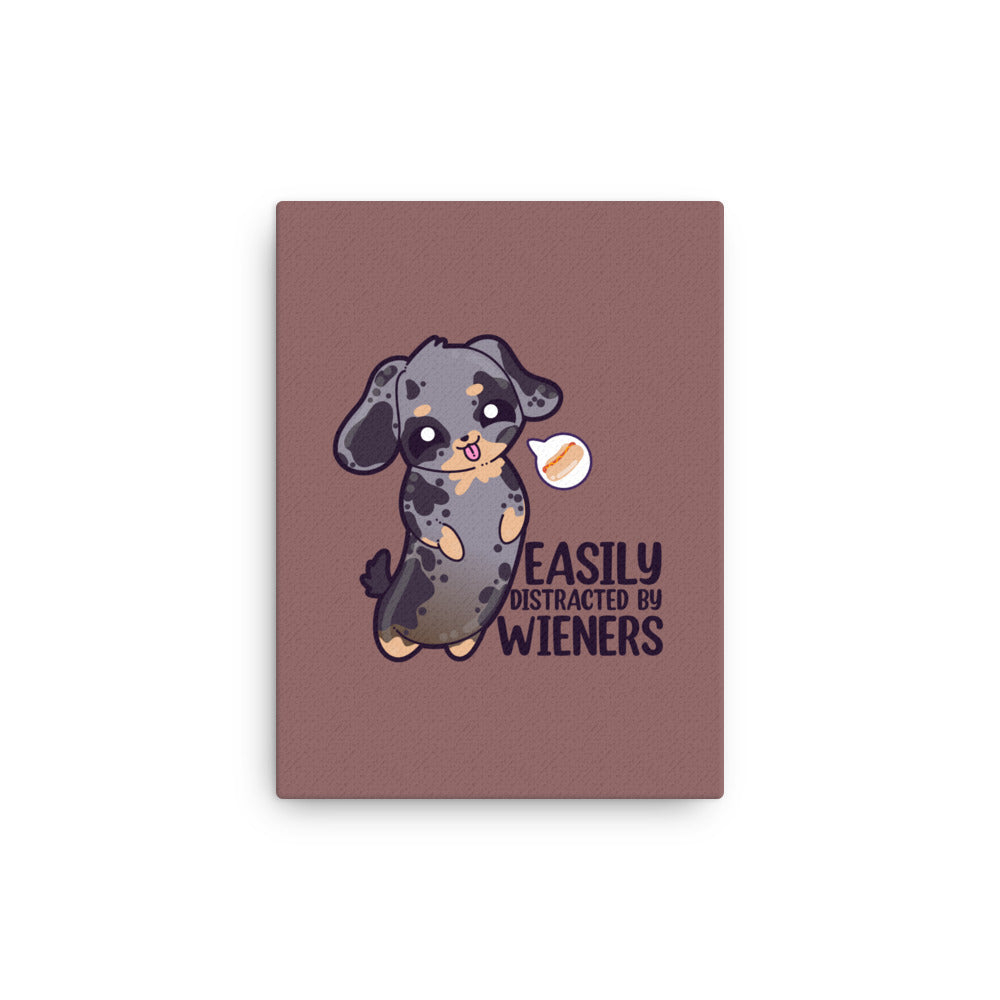 EASILY DISTRACTED BY WIENERS - Canvas 12 in X 16 in - ChubbleGumLLC