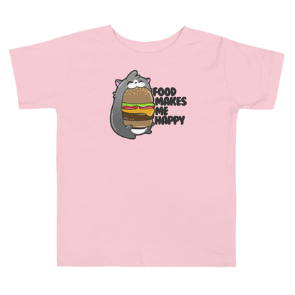 FOOD MAKES ME HAPPY - Toddler Tee - ChubbleGumLLC