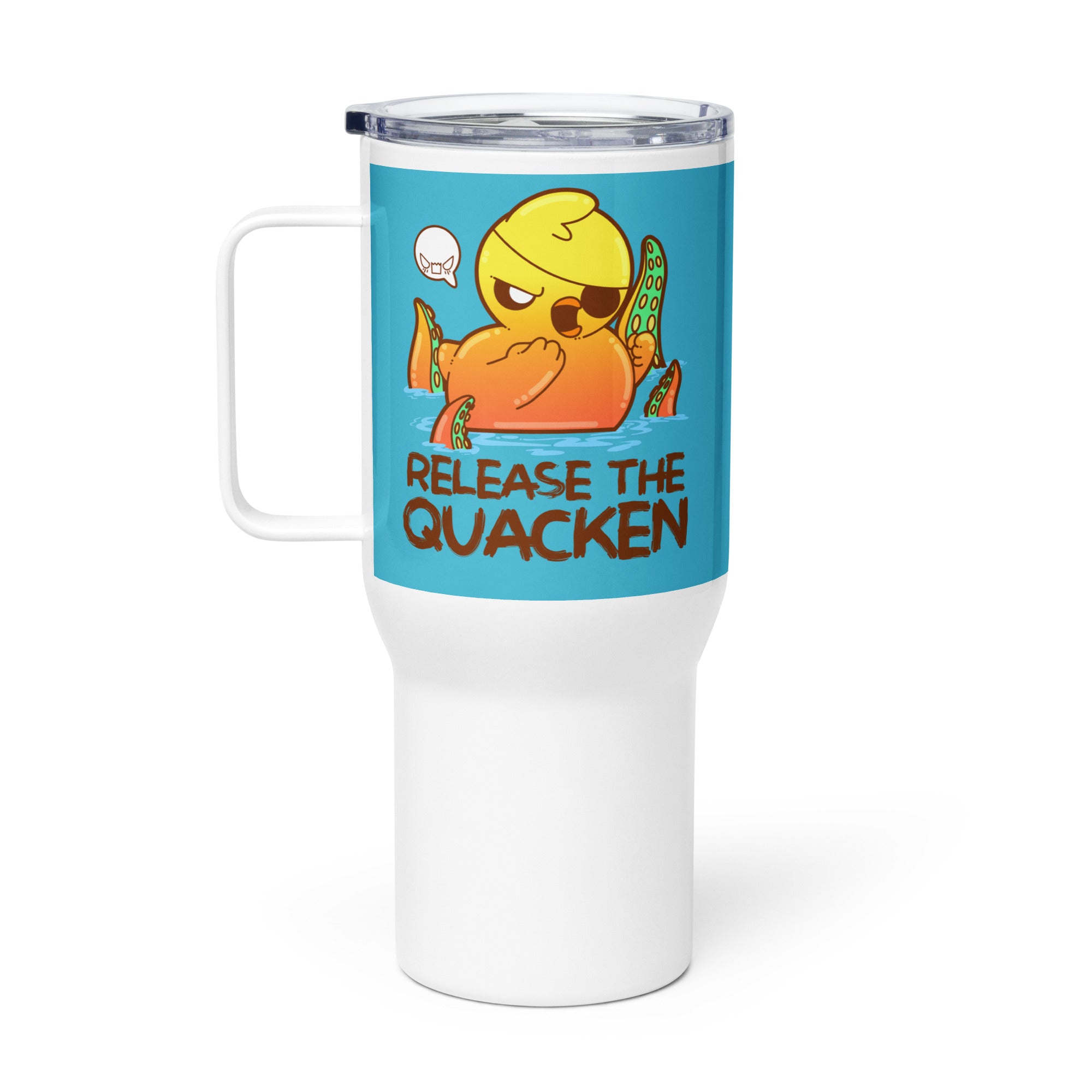 RELEASE THE QUAKEN - Travel Mug - ChubbleGumLLC