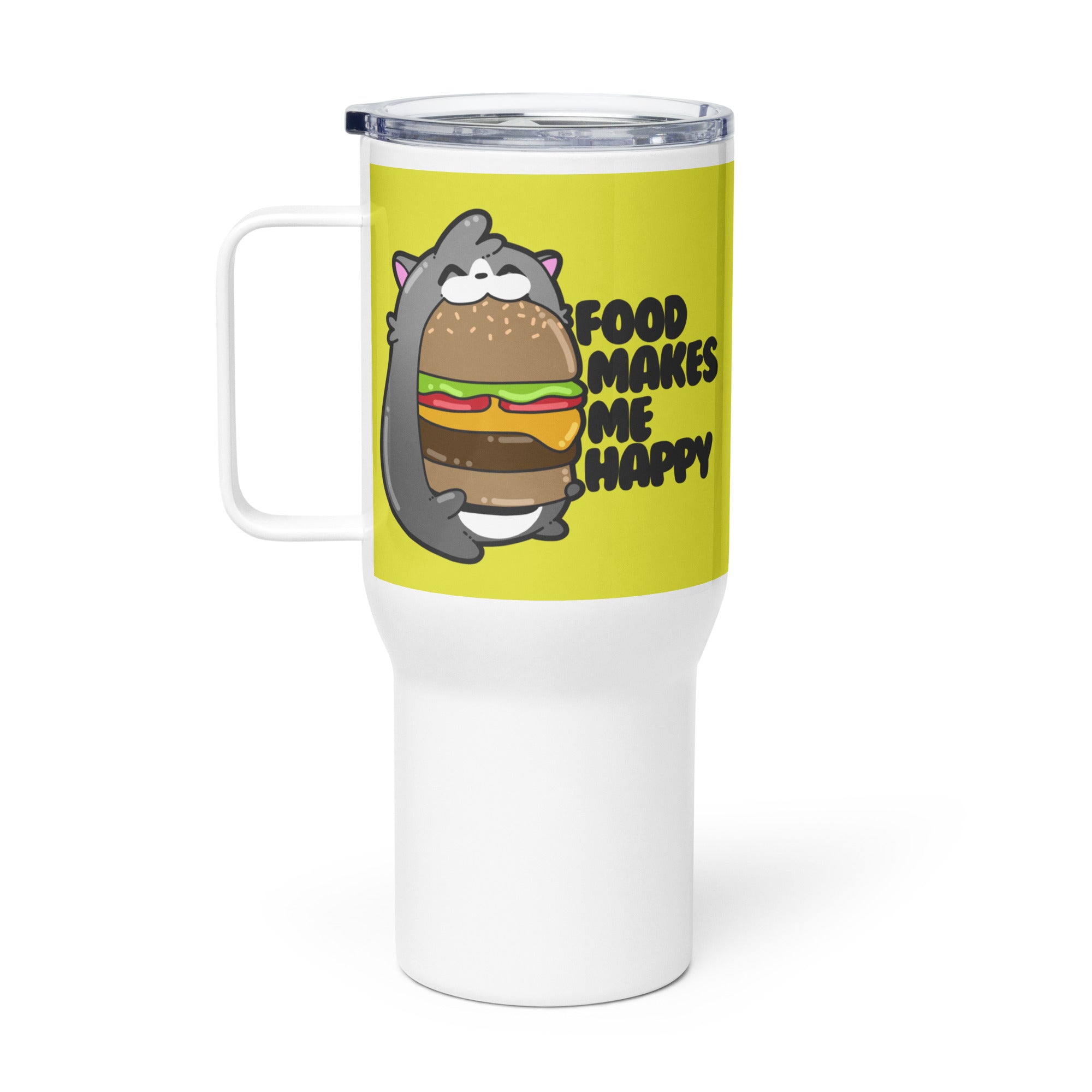 FOOD MAKES ME HAPPY - 25 oz Travel Mug - ChubbleGumLLC