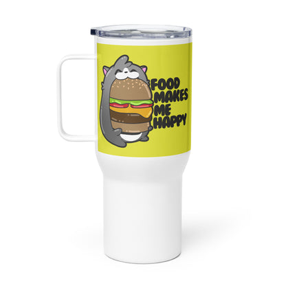 FOOD MAKES ME HAPPY - 25 oz Travel Mug - ChubbleGumLLC