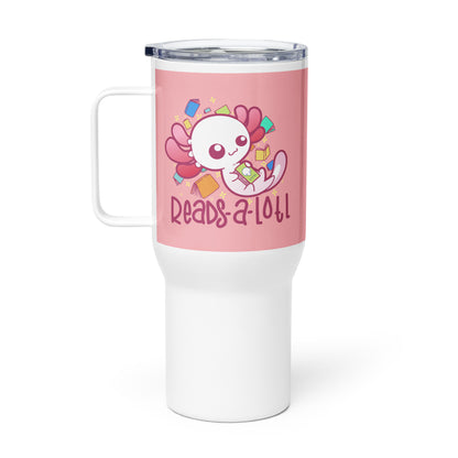 READS A LOTL - 25 Oz Travel Mug - ChubbleGumLLC