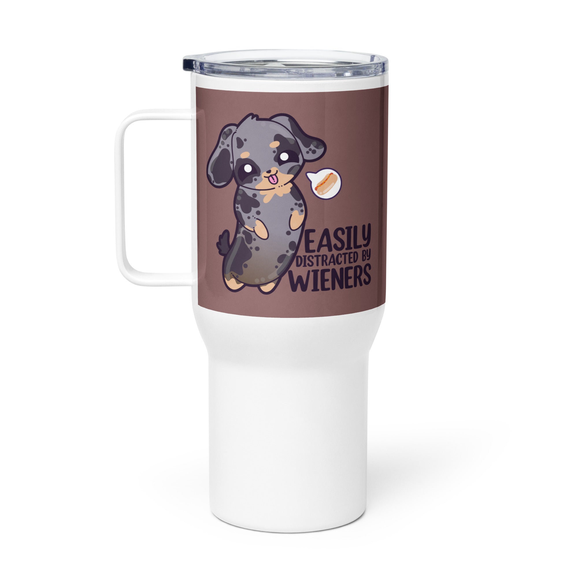 EASILY DISTRACTED BY WIENERS - 25 Oz Travel Mug - ChubbleGumLLC