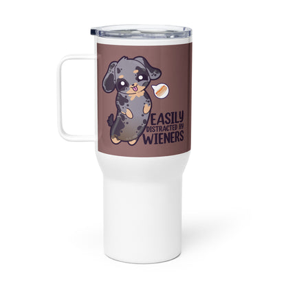 EASILY DISTRACTED BY WIENERS - 25 Oz Travel Mug - ChubbleGumLLC