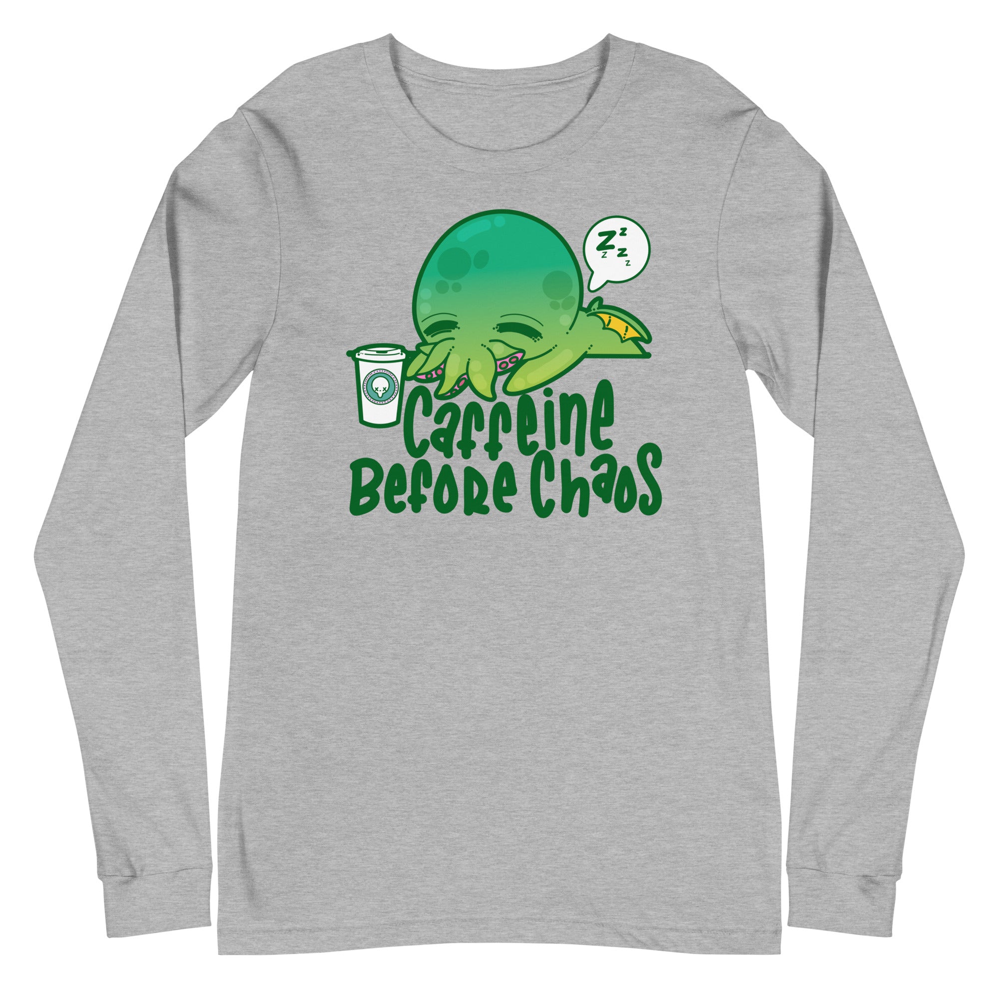 CAFFEINE BEFORE CHAOS - Long Sleeve Tee - ChubbleGumLLC