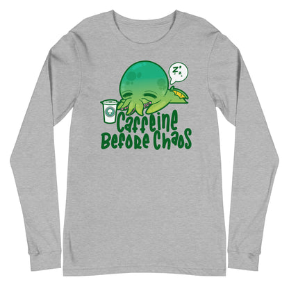 CAFFEINE BEFORE CHAOS - Long Sleeve Tee - ChubbleGumLLC