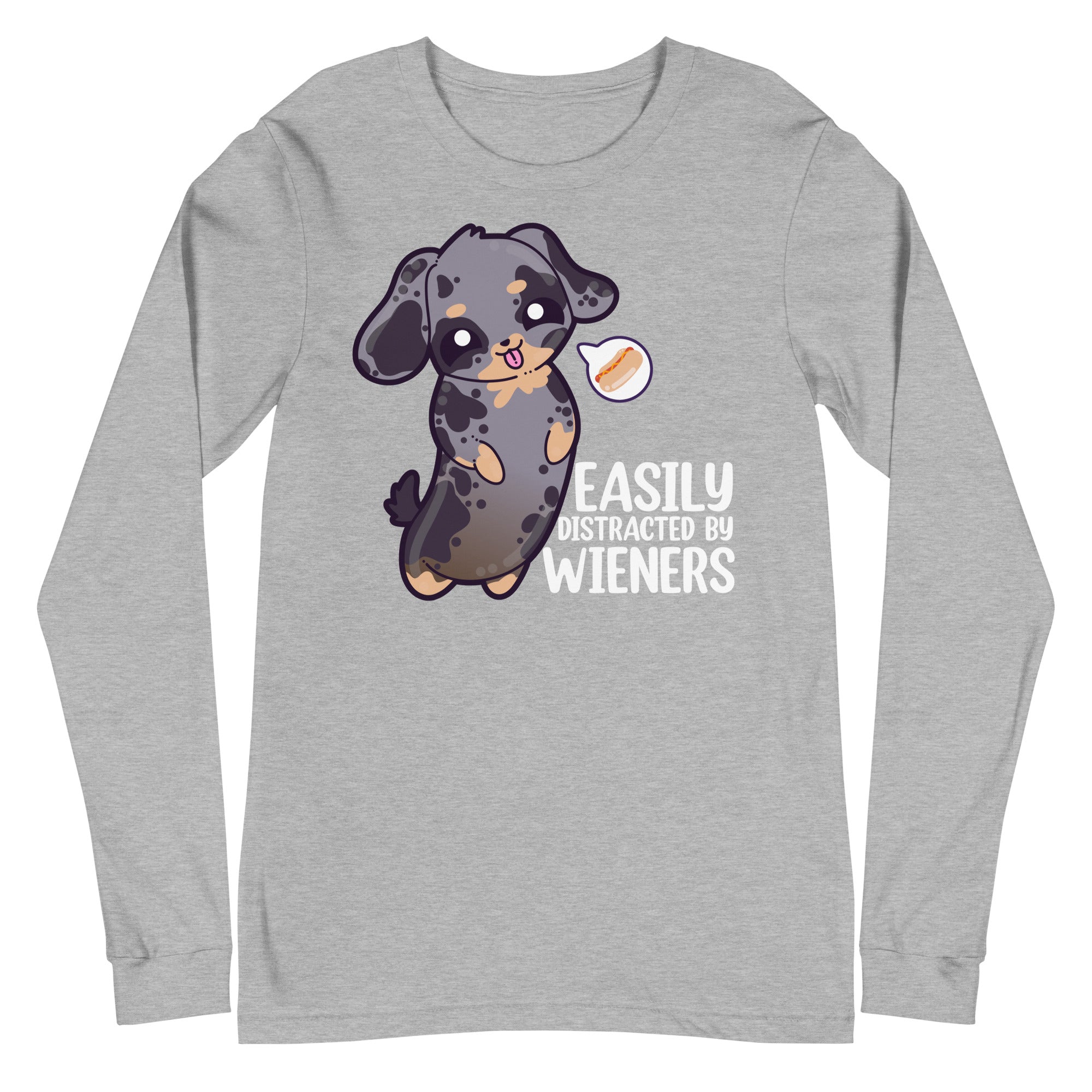 EASILY DISTRACTED BY WIENERS - Modified Long Sleeve Tee - ChubbleGumLLC