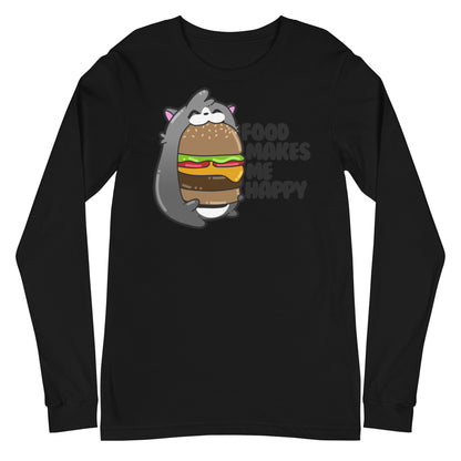 FOOD MAKES ME HAPPY - Long Sleeve Tee - ChubbleGumLLC