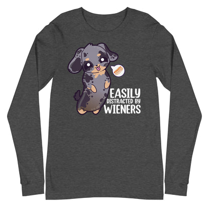 EASILY DISTRACTED BY WIENERS - Modified Long Sleeve Tee - ChubbleGumLLC