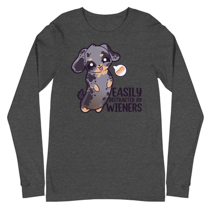 EASILY DISTRACTED BY WIENERS - Long Sleeve Tee - ChubbleGumLLC