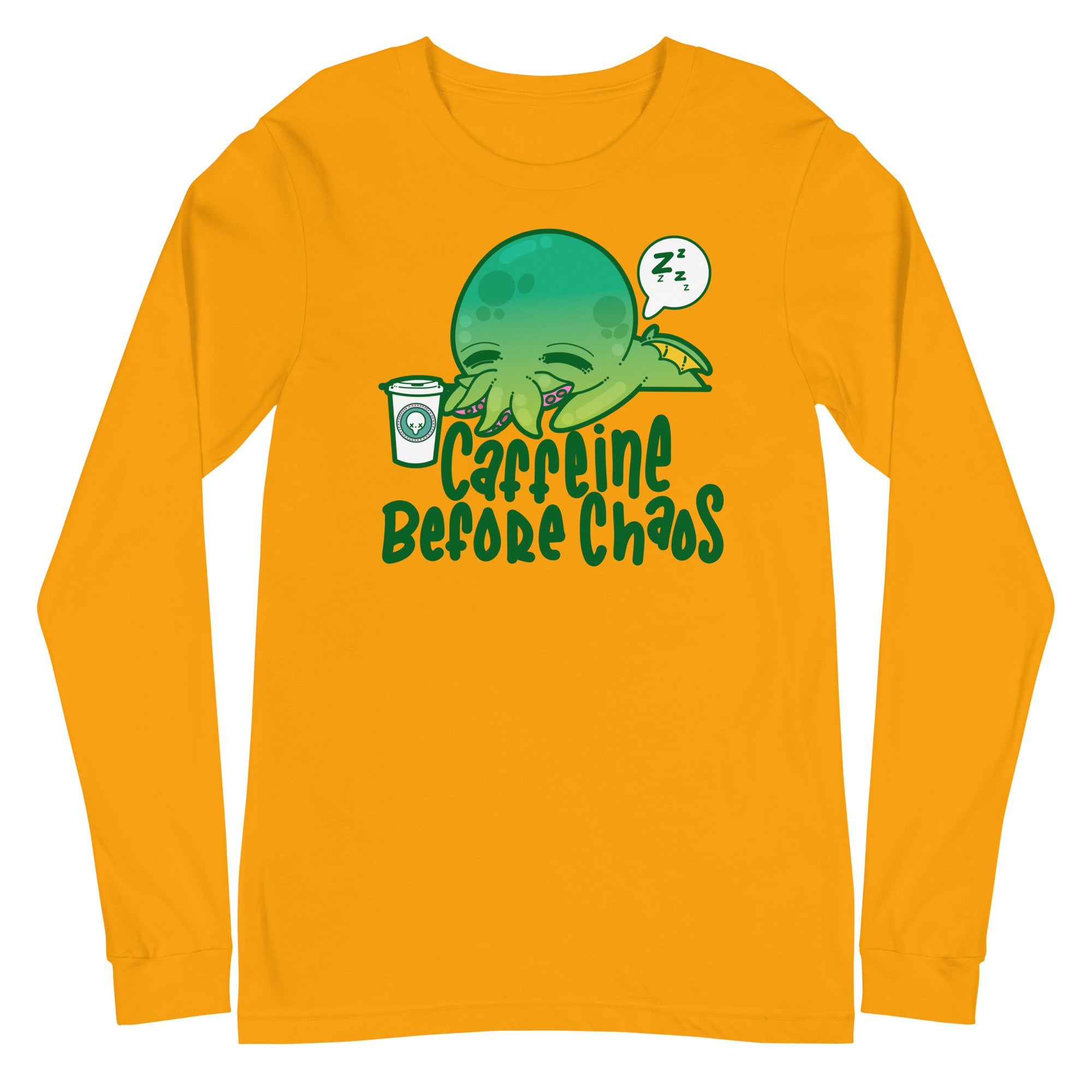 CAFFEINE BEFORE CHAOS - Long Sleeve Tee - ChubbleGumLLC