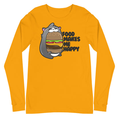 FOOD MAKES ME HAPPY - Long Sleeve Tee - ChubbleGumLLC