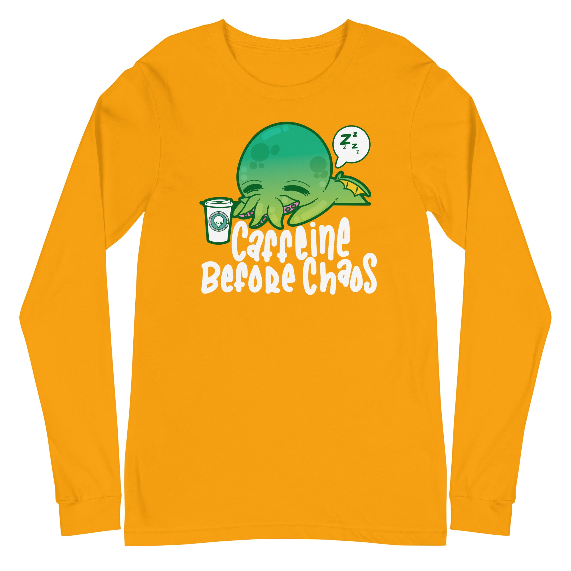 CAFFEINE BEFORE CHAOS - Modified Long Sleeve Tee - ChubbleGumLLC