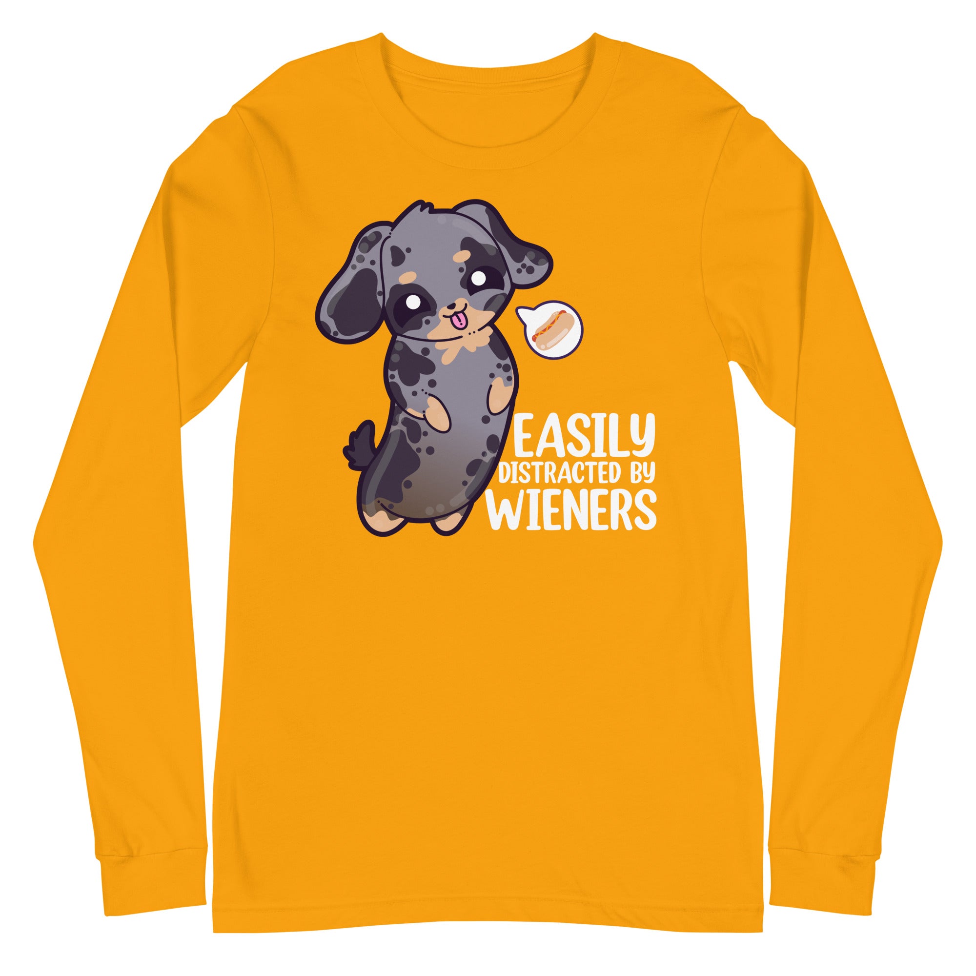 EASILY DISTRACTED BY WIENERS - Modified Long Sleeve Tee - ChubbleGumLLC