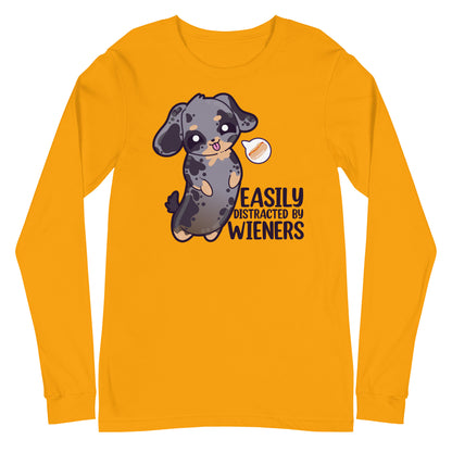 EASILY DISTRACTED BY WIENERS - Long Sleeve Tee - ChubbleGumLLC