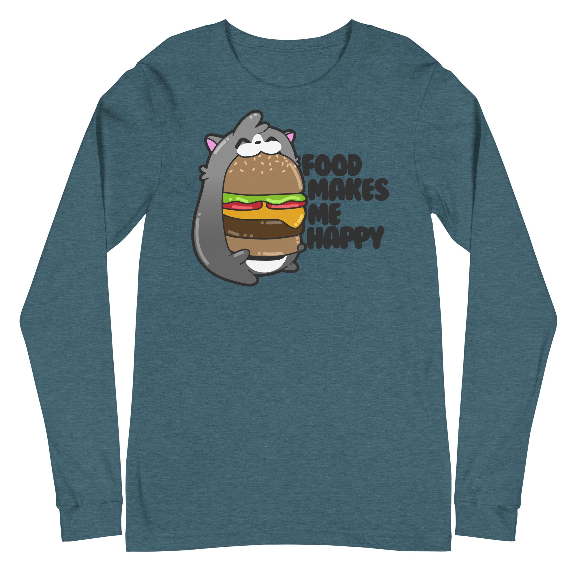 FOOD MAKES ME HAPPY - Long Sleeve Tee - ChubbleGumLLC