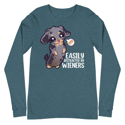 EASILY DISTRACTED BY WIENERS - Modified Long Sleeve Tee - ChubbleGumLLC