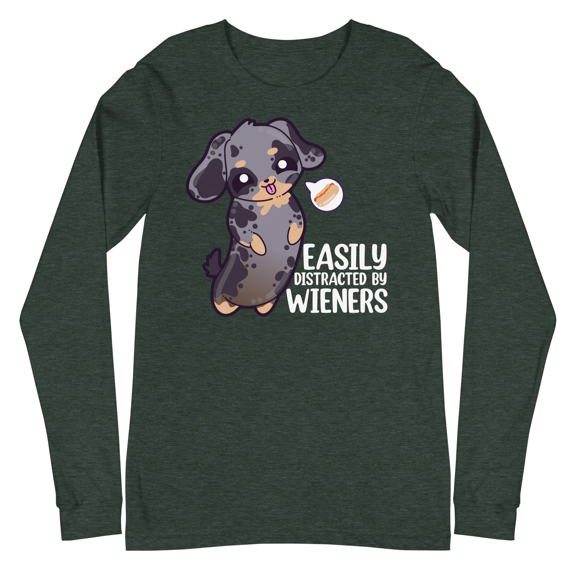 EASILY DISTRACTED BY WIENERS - Modified Long Sleeve Tee - ChubbleGumLLC