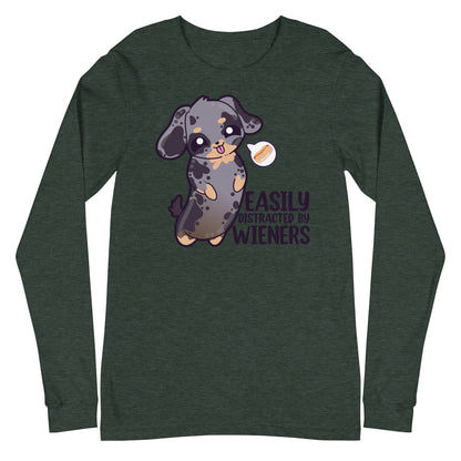 EASILY DISTRACTED BY WIENERS - Long Sleeve Tee - ChubbleGumLLC