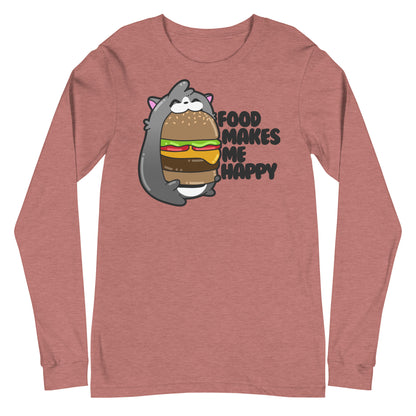 FOOD MAKES ME HAPPY - Long Sleeve Tee - ChubbleGumLLC