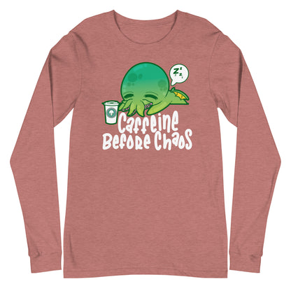 CAFFEINE BEFORE CHAOS - Modified Long Sleeve Tee - ChubbleGumLLC