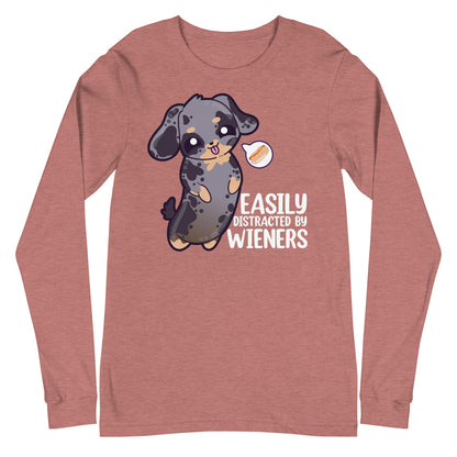 EASILY DISTRACTED BY WIENERS - Modified Long Sleeve Tee - ChubbleGumLLC