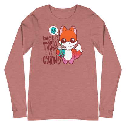 DOES THIS TASTE LIKE CYANIDE - Long Sleeve Tee - ChubbleGumLLC