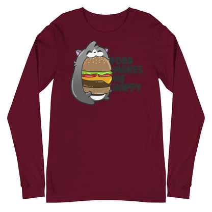 FOOD MAKES ME HAPPY - Long Sleeve Tee - ChubbleGumLLC