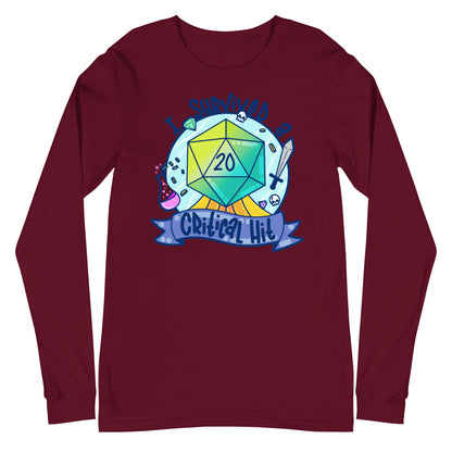 I SURVIVED A CRITICAL HIT - Long Sleeve Tee - ChubbleGumLLC