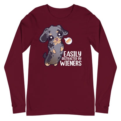 EASILY DISTRACTED BY WIENERS - Modified Long Sleeve Tee - ChubbleGumLLC