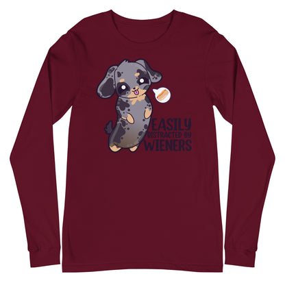 EASILY DISTRACTED BY WIENERS - Long Sleeve Tee - ChubbleGumLLC