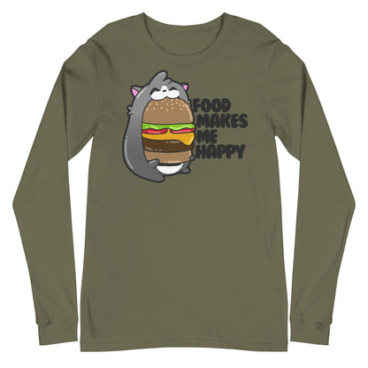 FOOD MAKES ME HAPPY - Long Sleeve Tee - ChubbleGumLLC