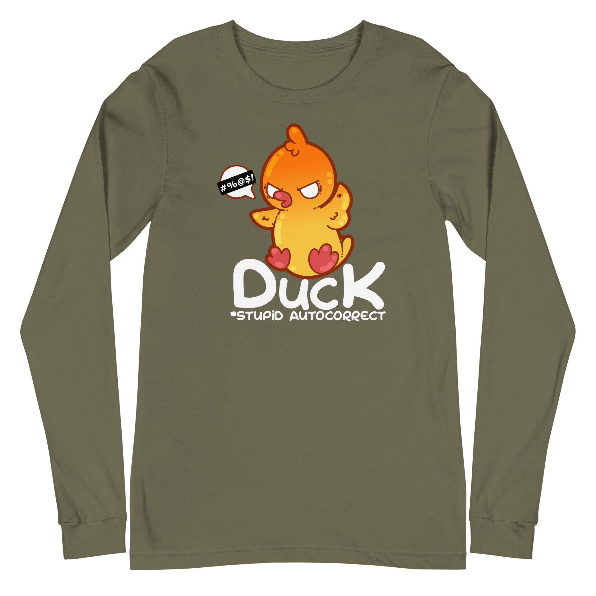 DUCK STUPID AUTOCORRECT - Modified Long Sleeve Tee - ChubbleGumLLC