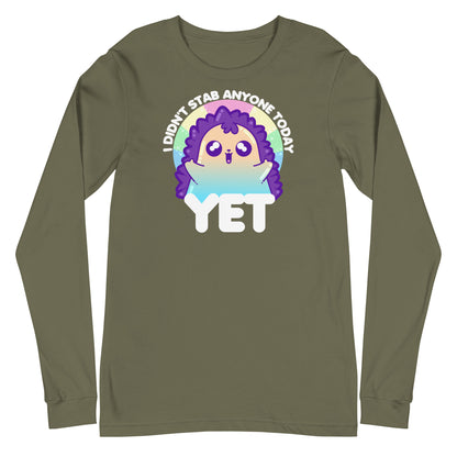 I DIDNT STAB ANYONE TODAY YET - Modified Long Sleeve Tee - ChubbleGumLLC