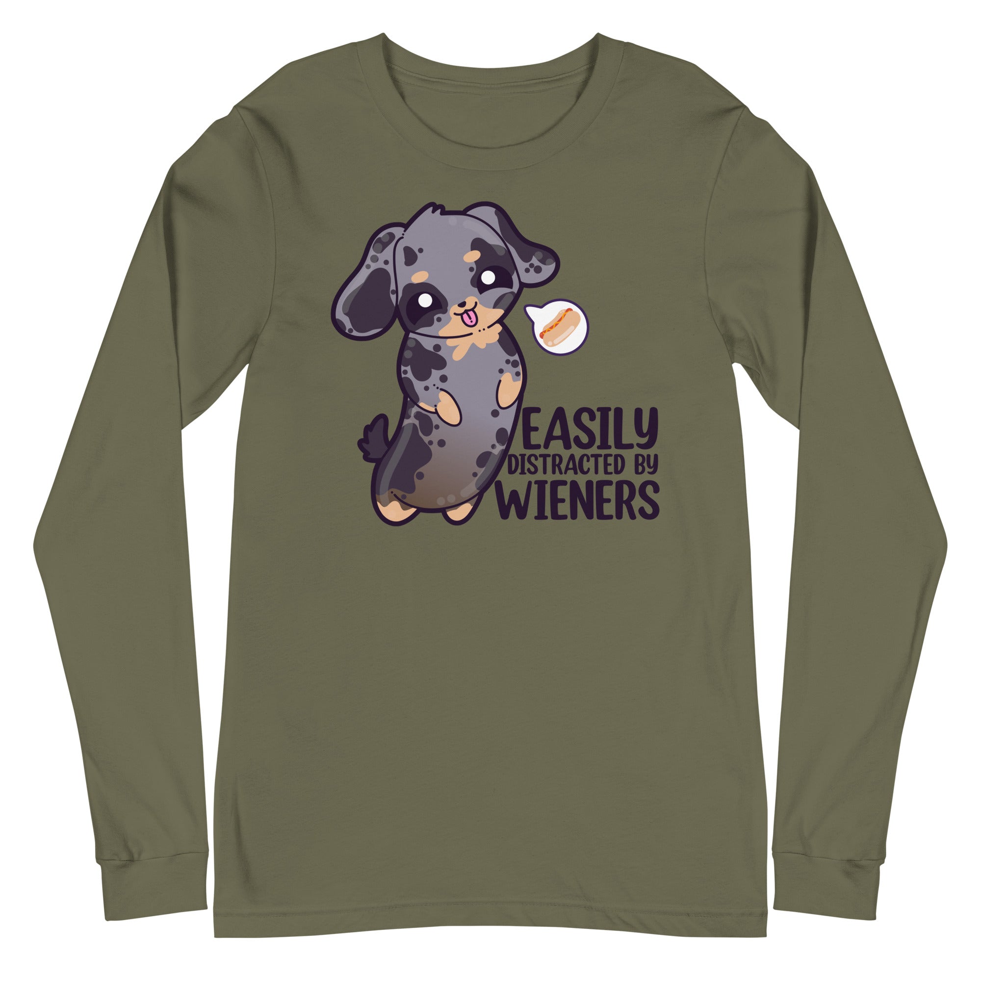 EASILY DISTRACTED BY WIENERS - Long Sleeve Tee - ChubbleGumLLC