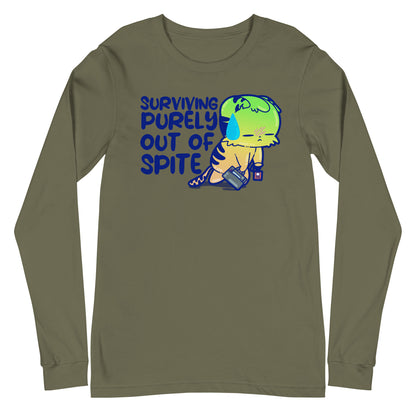 SURVIVING PURELY OUT OF SPITE - Long Sleeve Tee - ChubbleGumLLC