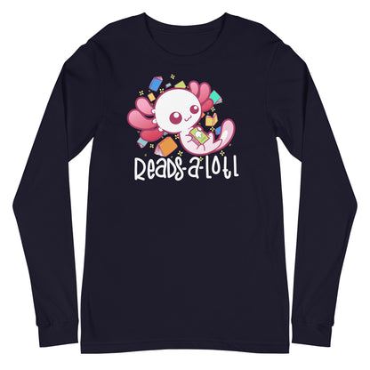 READS A LOTL - Modified Long Sleeve Tee - ChubbleGumLLC