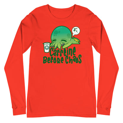 CAFFEINE BEFORE CHAOS - Long Sleeve Tee - ChubbleGumLLC