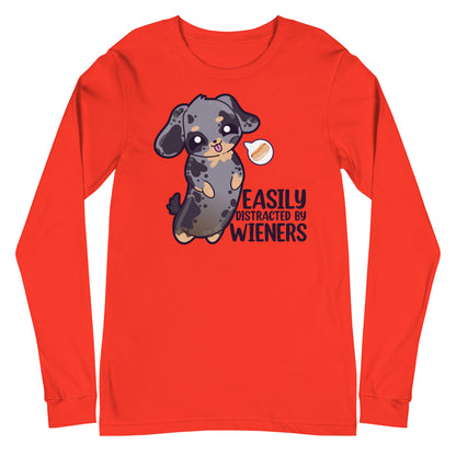 EASILY DISTRACTED BY WIENERS - Long Sleeve Tee - ChubbleGumLLC