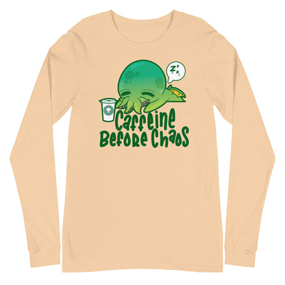 CAFFEINE BEFORE CHAOS - Long Sleeve Tee - ChubbleGumLLC