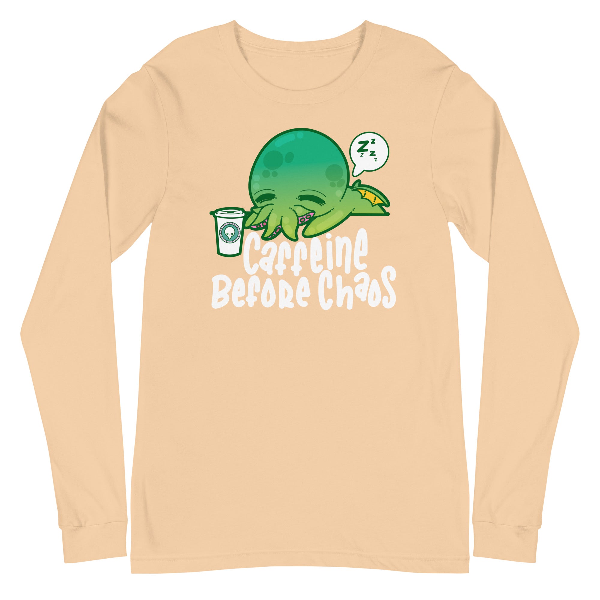 CAFFEINE BEFORE CHAOS - Modified Long Sleeve Tee - ChubbleGumLLC