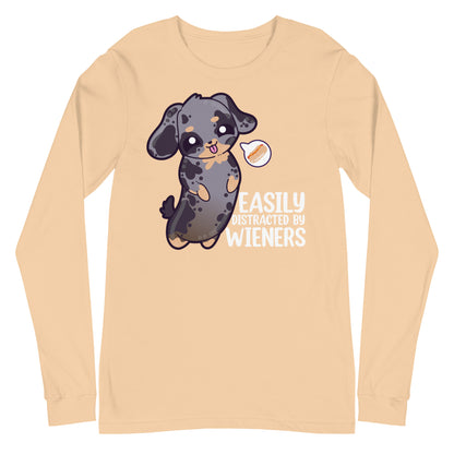 EASILY DISTRACTED BY WIENERS - Modified Long Sleeve Tee - ChubbleGumLLC