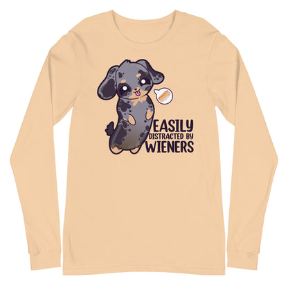 EASILY DISTRACTED BY WIENERS - Long Sleeve Tee - ChubbleGumLLC