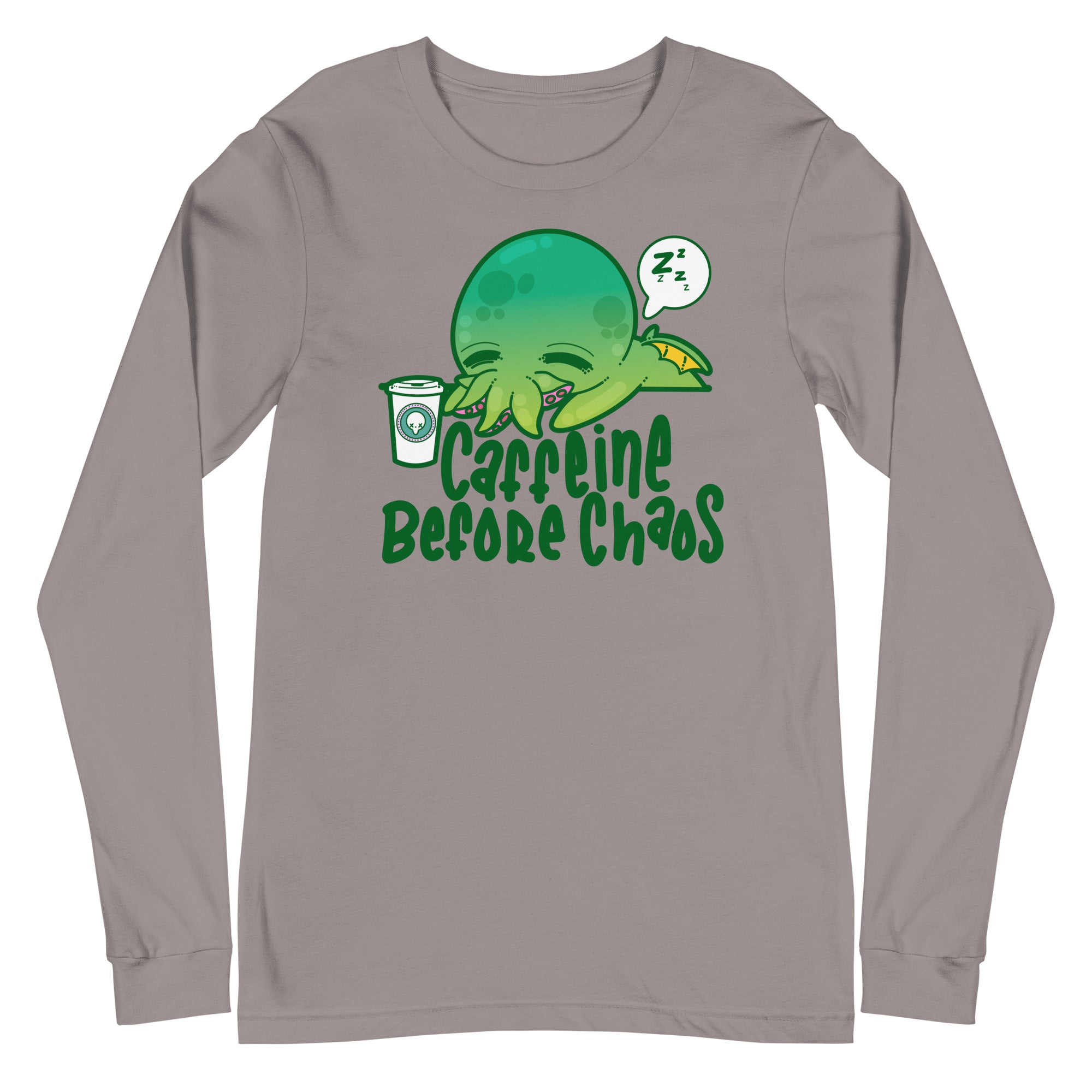 CAFFEINE BEFORE CHAOS - Long Sleeve Tee - ChubbleGumLLC