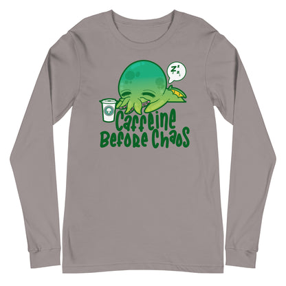 CAFFEINE BEFORE CHAOS - Long Sleeve Tee - ChubbleGumLLC