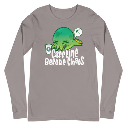 CAFFEINE BEFORE CHAOS - Modified Long Sleeve Tee - ChubbleGumLLC