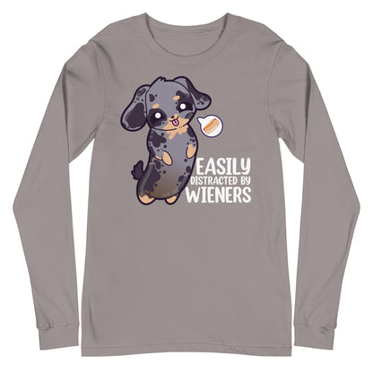 EASILY DISTRACTED BY WIENERS - Modified Long Sleeve Tee - ChubbleGumLLC