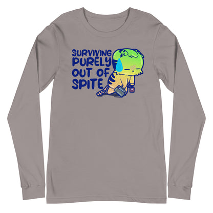 SURVIVING PURELY OUT OF SPITE - Long Sleeve Tee - ChubbleGumLLC