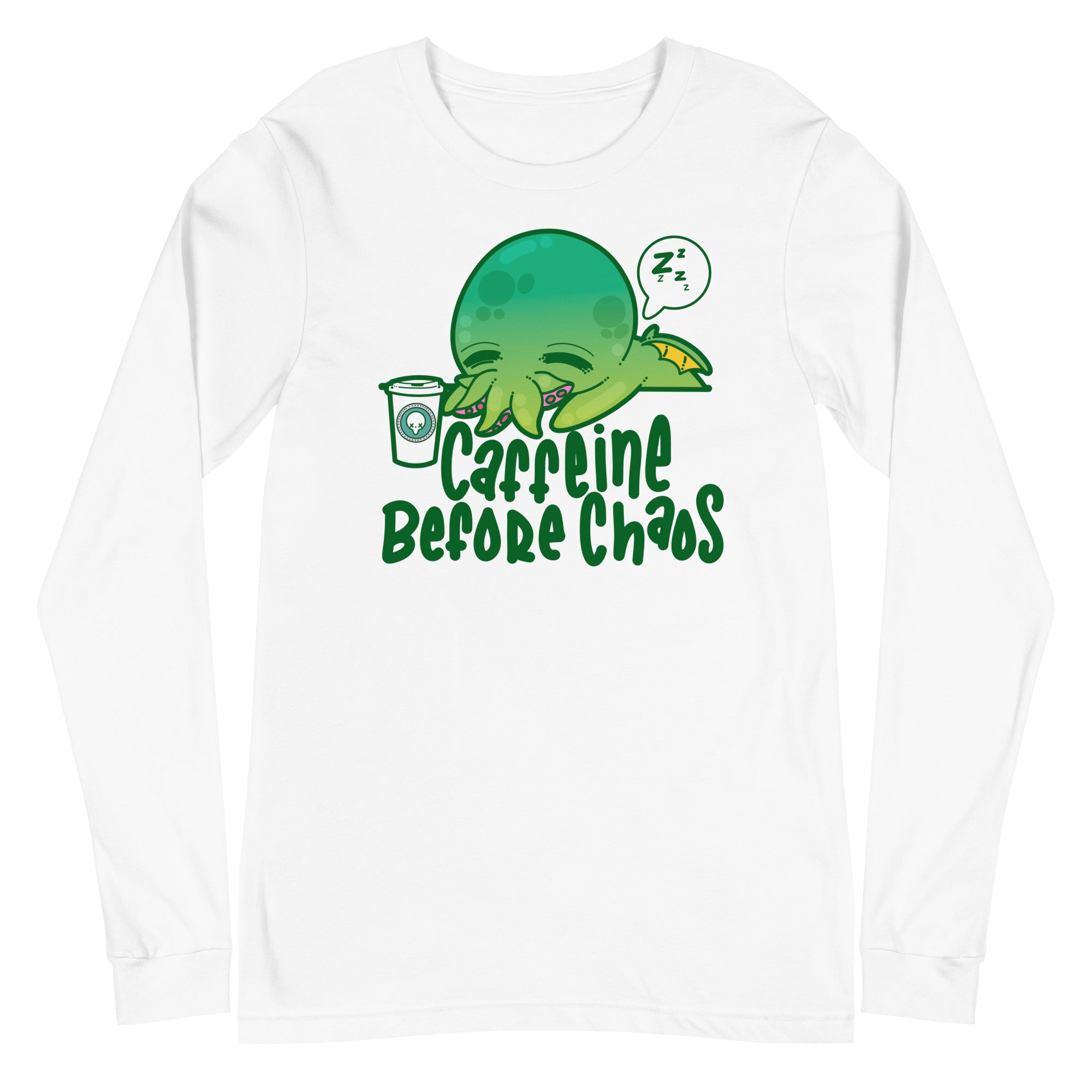 CAFFEINE BEFORE CHAOS - Long Sleeve Tee - ChubbleGumLLC